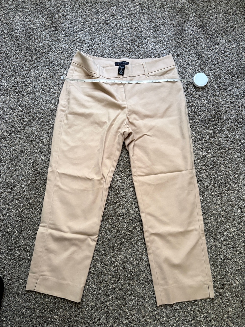 White House Black Market Beige Straight Crop Pants